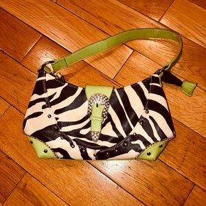 Zebra Print and Green Women's Bag